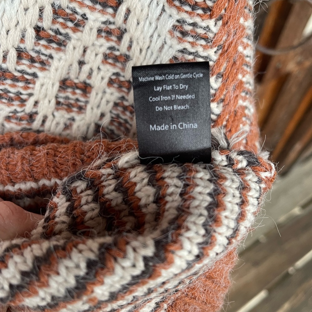 Pol Aztec Diamond Pattern Knit Sweater Burnt Oran… - image 5